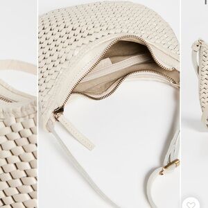 Ganson Vintage White Leather Woven Bag